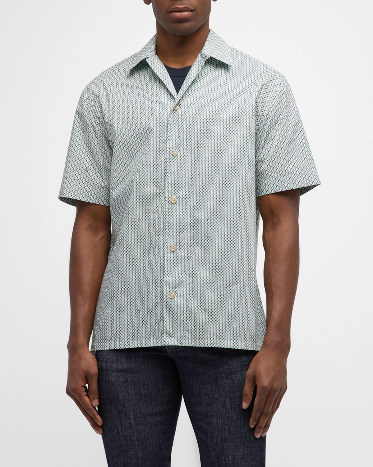 Mens Cotton Geometric-Print Camp Shirt Product Image