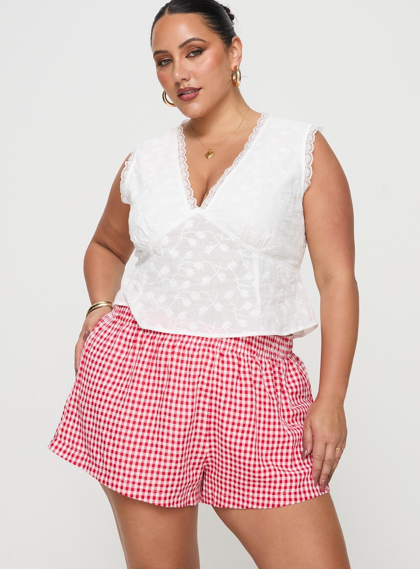 Beach House Shorts Red / White Gingham Curve Product Image