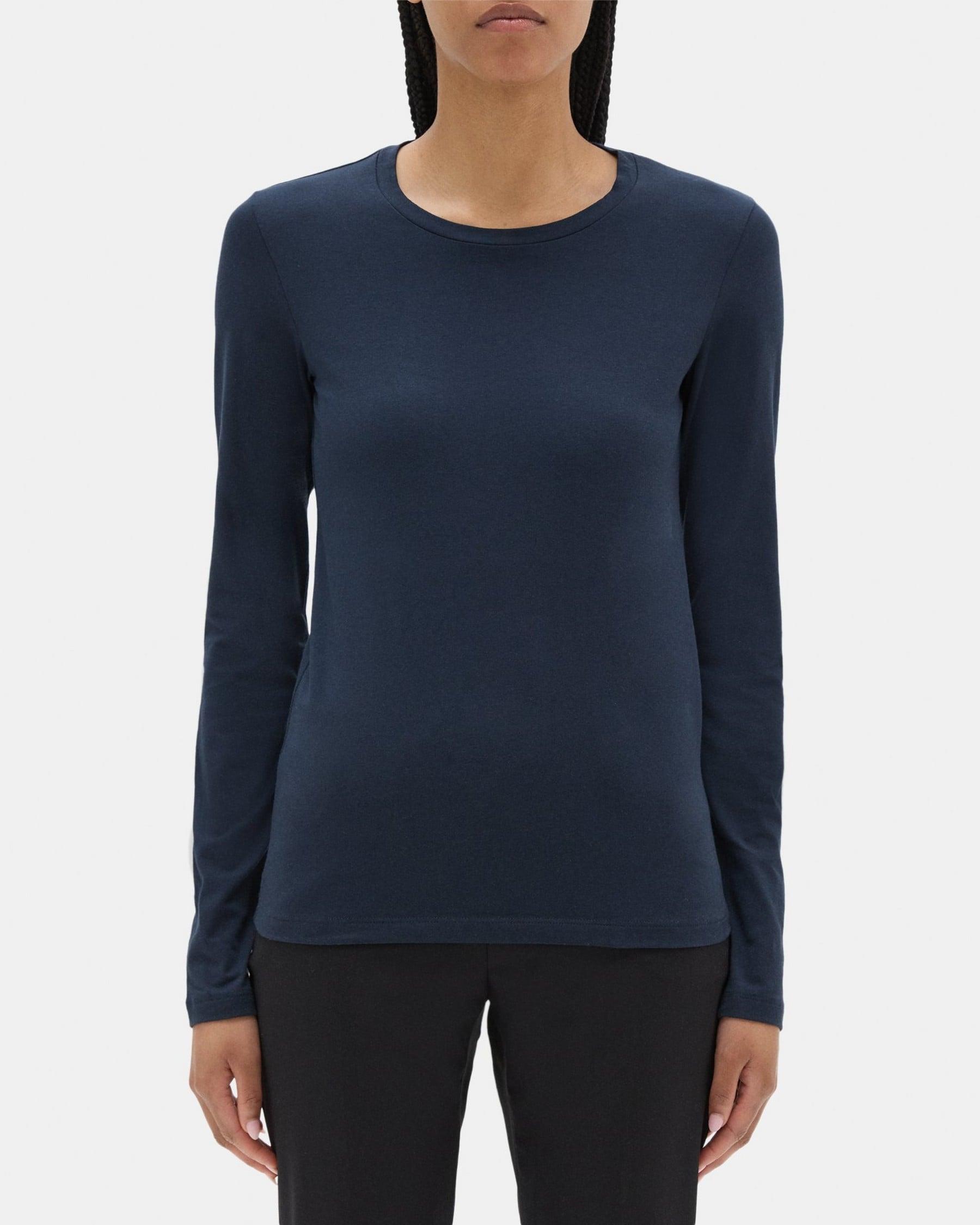 Long-Sleeve Tee In Stretch Cotton Product Image