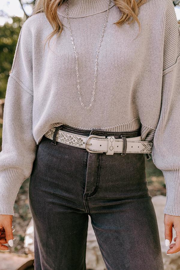 Daring Stares Embellished Faux Leather Belt In White Product Image