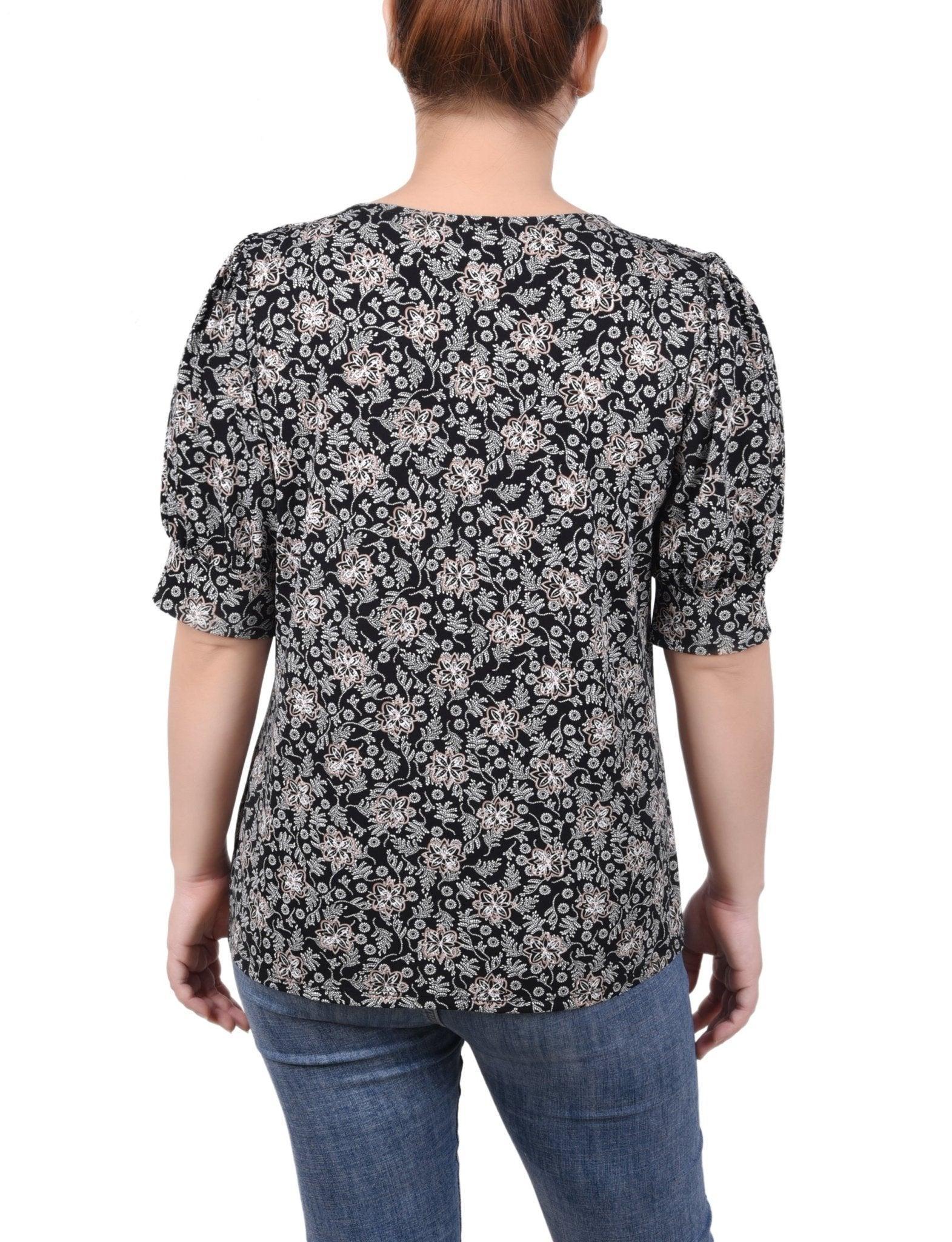 Short Sleeve Balloon Sleeve Top - Petite Product Image