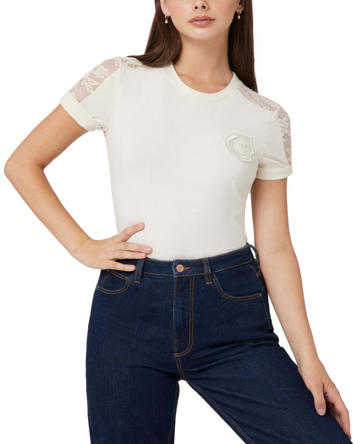 Guess Womens Lace Back Short-Sleeve T-Shirt Product Image