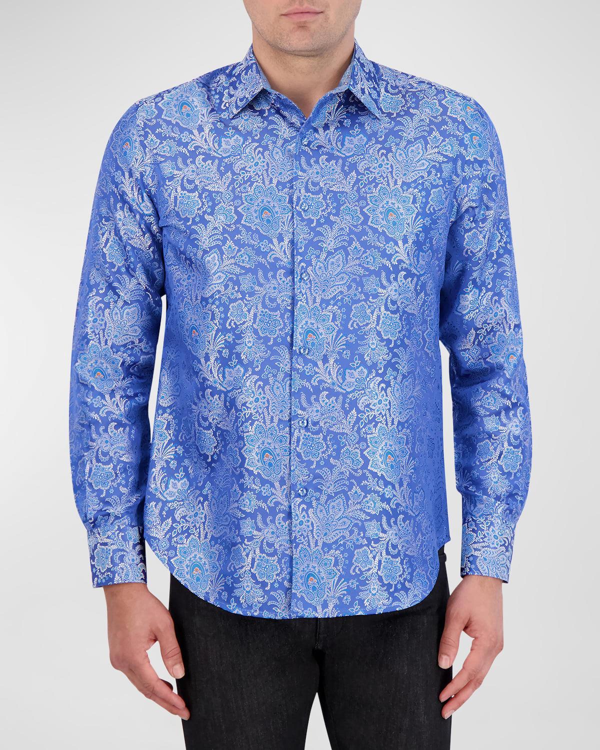 Mens Floral Brocade Silk-Blend Shirt Product Image