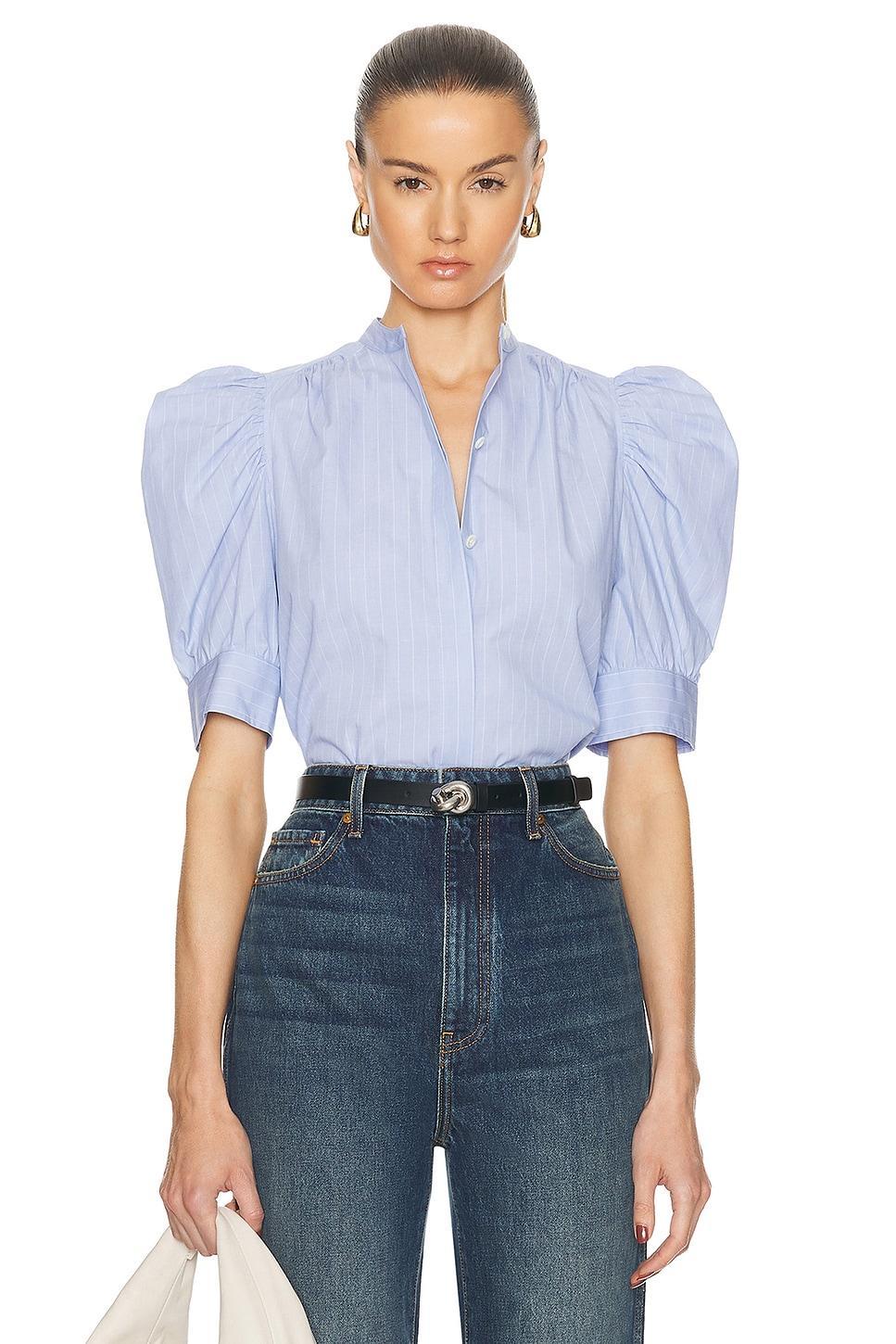 Womens Ruched Puff-Sleeve Shirt Product Image