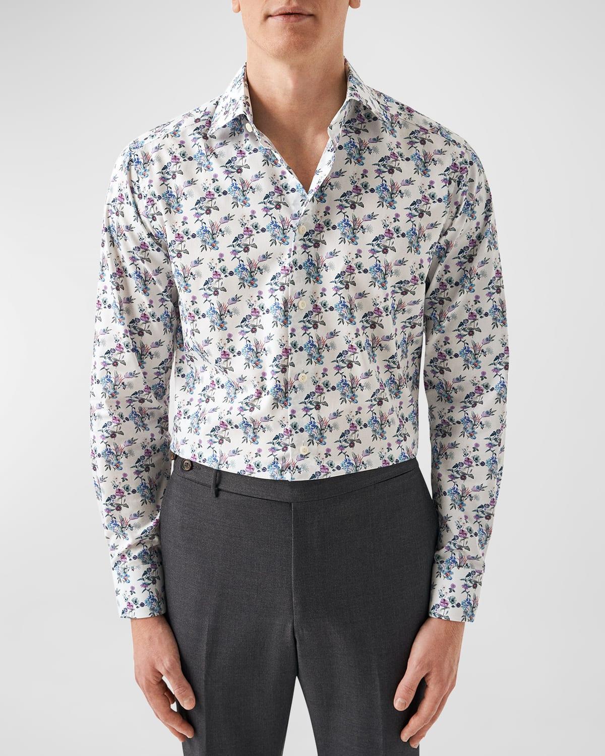 Mens Slim Fit Floral-Print Shirt Product Image