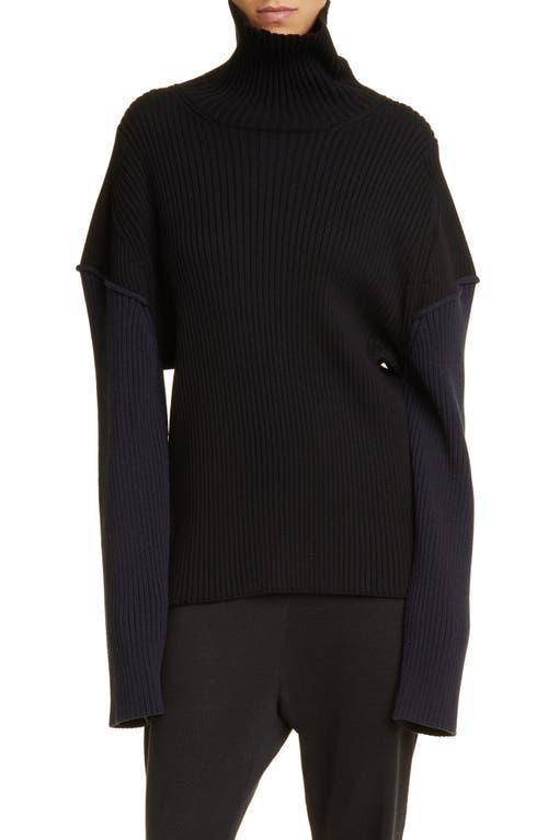 The Row Dua Cotton & Cashmere Rib Turtleneck Sweater Product Image