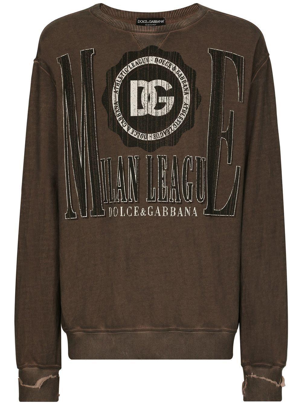 Logo-print Cotton Sweatshirt In Brown Product Image