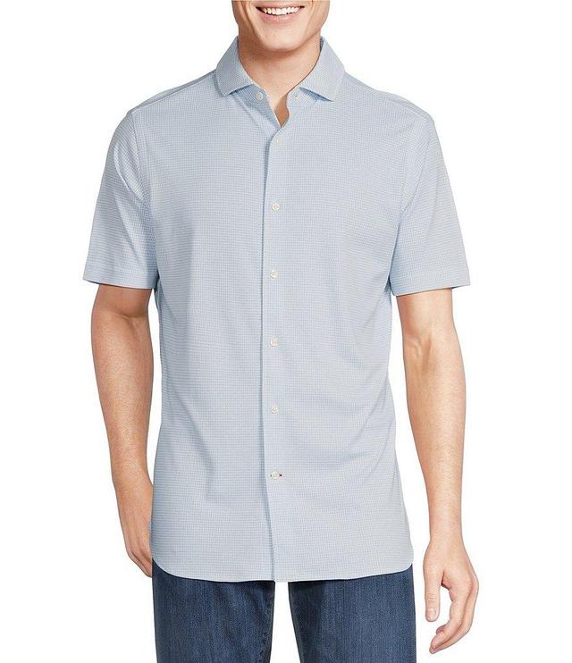 Cremieux Blue Label Houndstooth Cotton Interlock Short Sleeve Coatfront Shirt Product Image