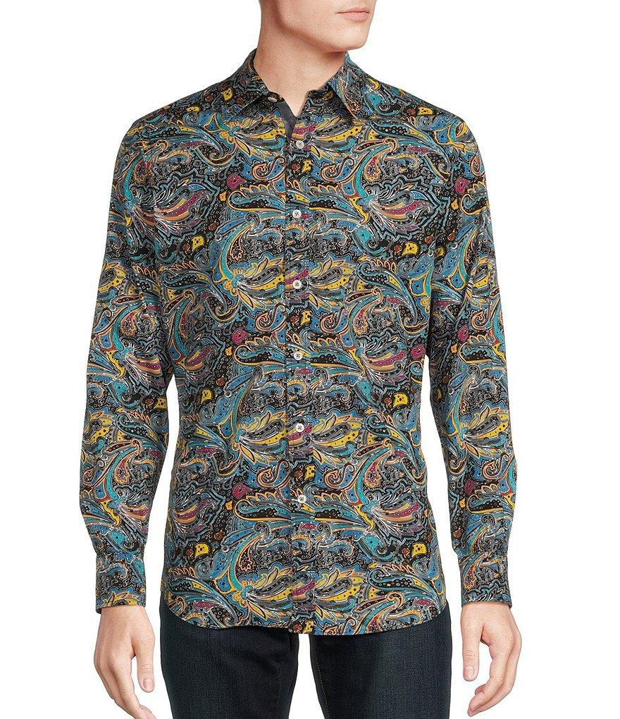 Cremieux Premium Denim Stretch Paisley Print Long Sleeve Woven Shirt Product Image