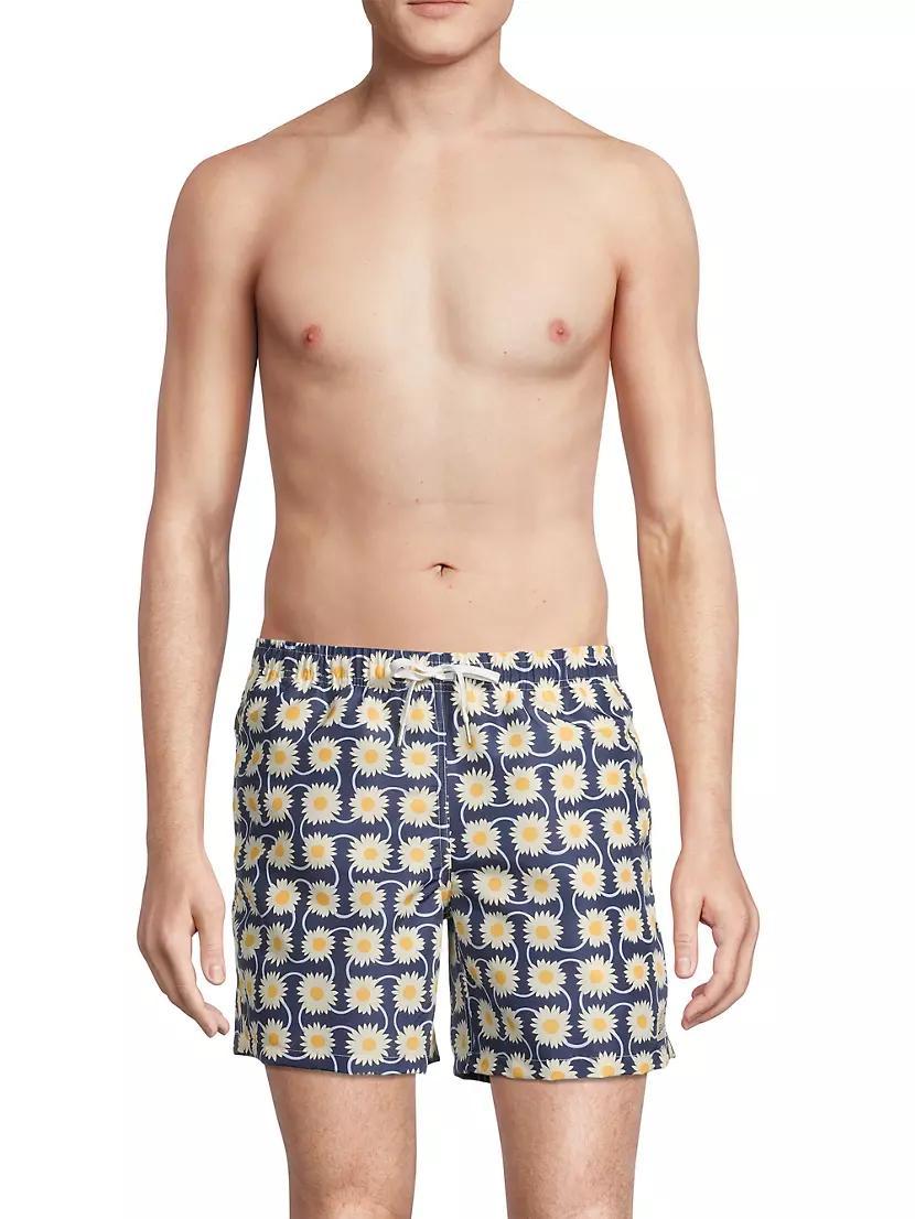 Navy Radial Flower Swim Trunks Product Image