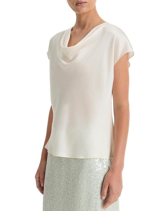 Womens Cap-Sleeve Silk Satin Blouse Product Image