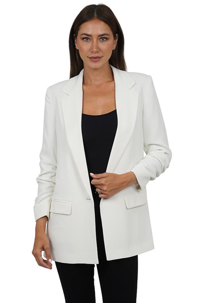 Sabrina Crepe Ruched Sleeve Boyfriend Blazer Product Image