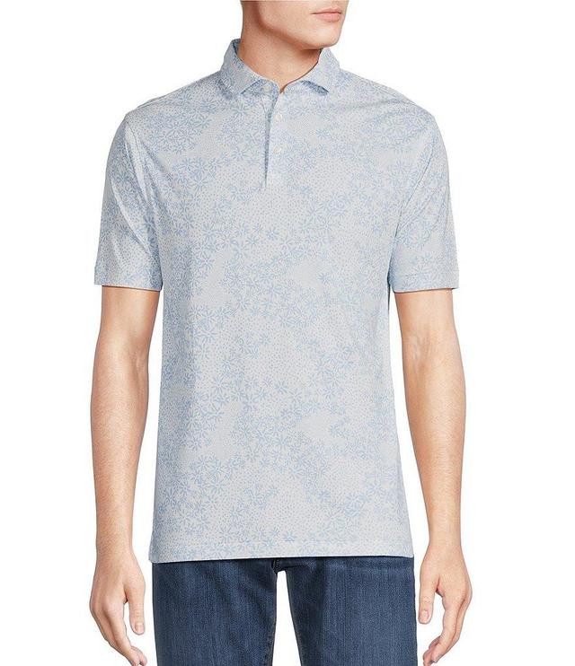 Cremieux Blue Label Tonal Floral Printed Short Sleeve Polo Shirt Product Image