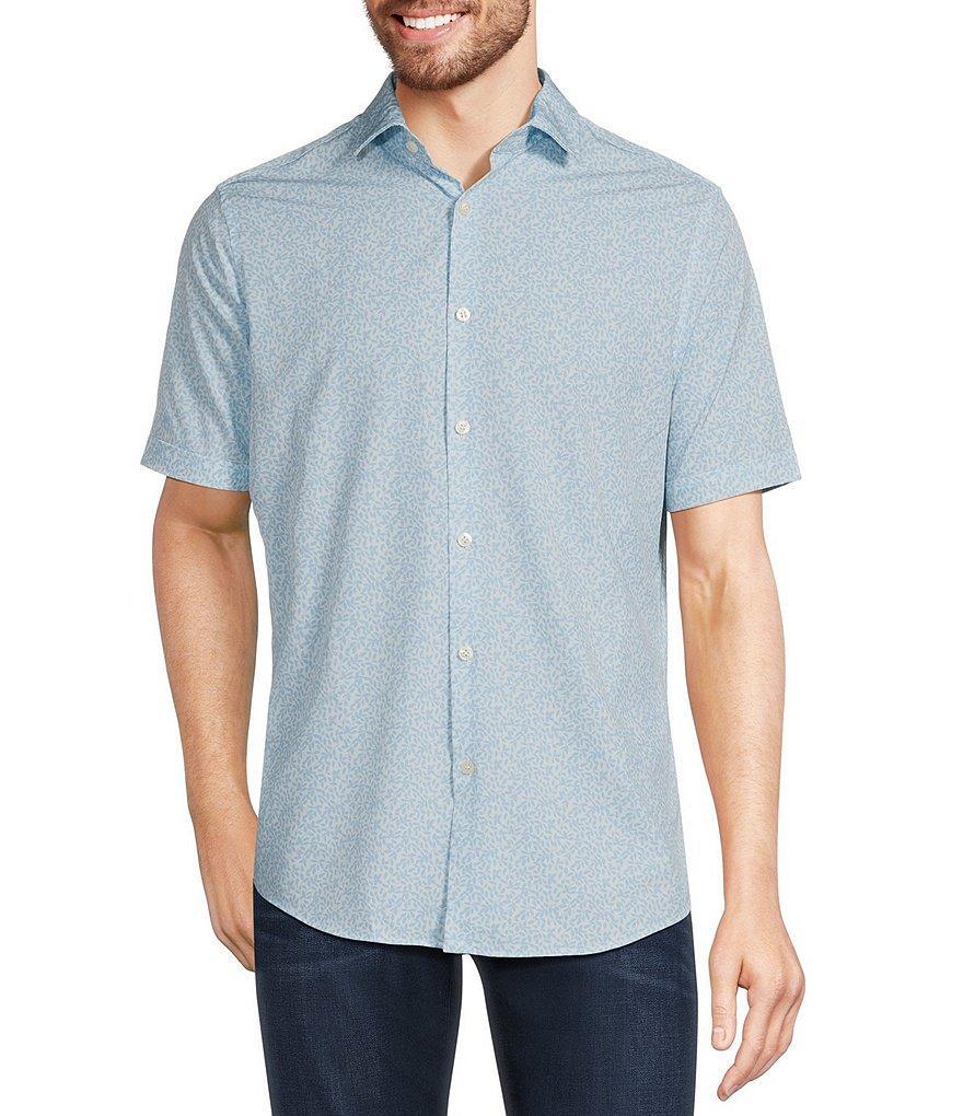 Murano Slim-Fit Performance Stretch Vine Print Short Sleeve Woven Shirt Product Image