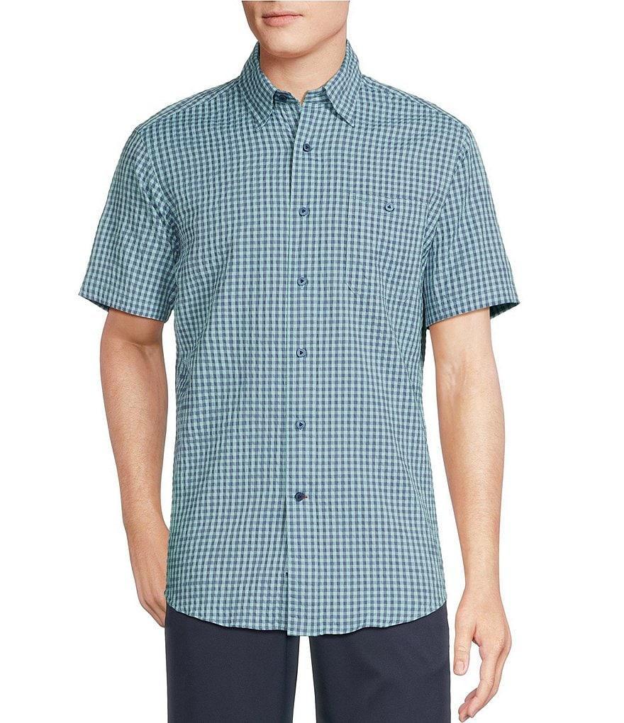 Cremieux Blue Label Big & Tall Performance Stretch Checked Seersucker Short Sleeve Woven Shirt Product Image