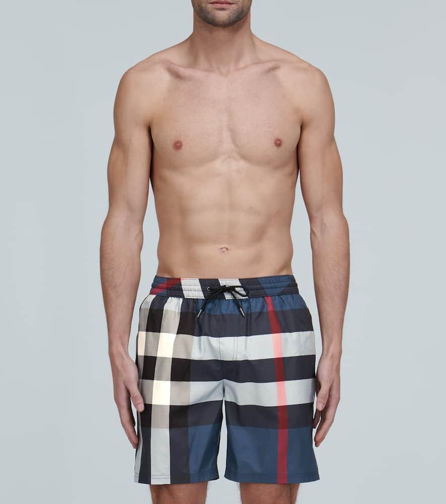 BURBERRY Large Check-printed Swim Shorts In Blue Product Image