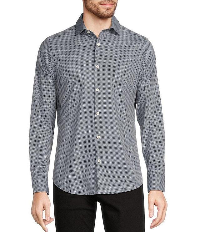 Murano Performance Stretch Slim Fit Circle Print Long Sleeve Woven Shirt Product Image