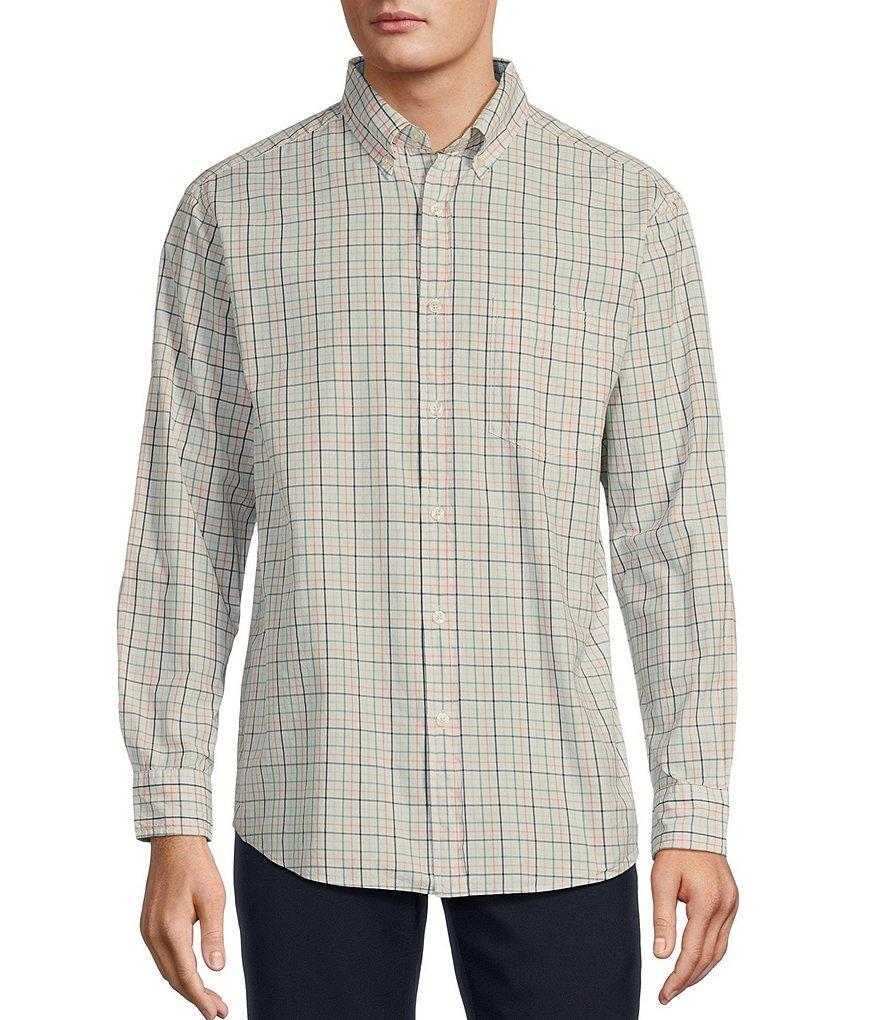 Roundtree & Yorke Long Sleeve Medium Plaid Pattern Slub Sport Shirt Product Image