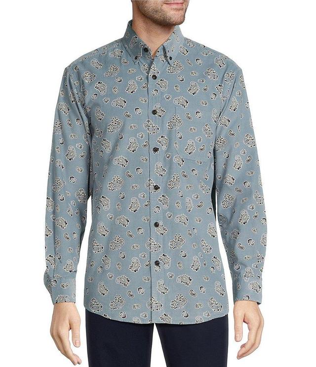 Roundtree & Yorke Long Sleeve Paisley Print Corduroy Sport Shirt Product Image