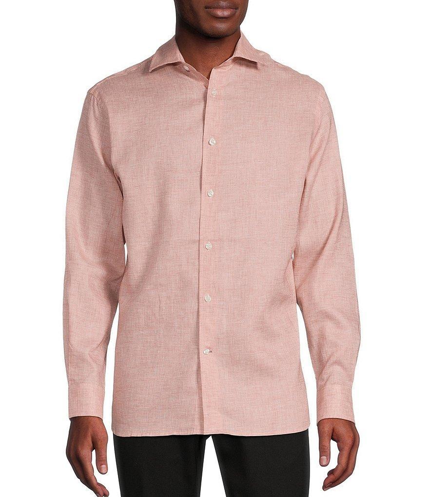 Daniel Cremieux Signature Label Mini-Checked Albini Linen Long Sleeve Woven Shirt Product Image