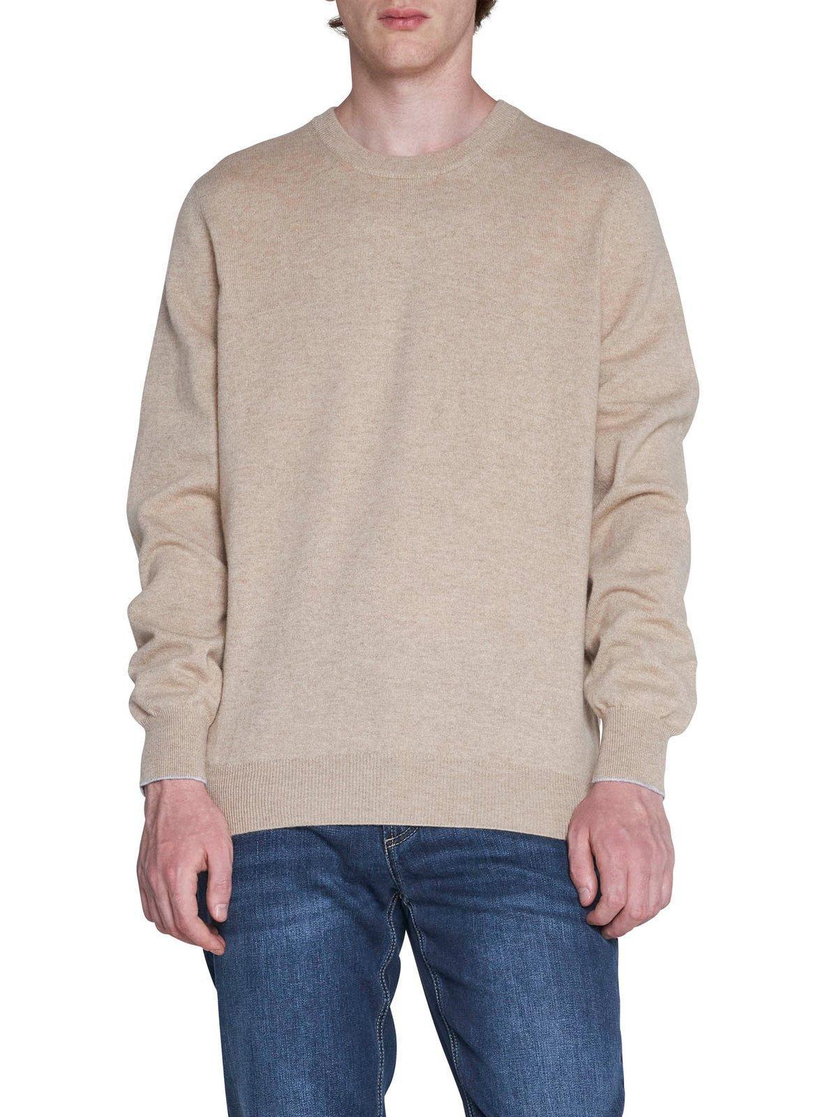 Crewneck Long-sleeved Jumper In Neutrals Product Image