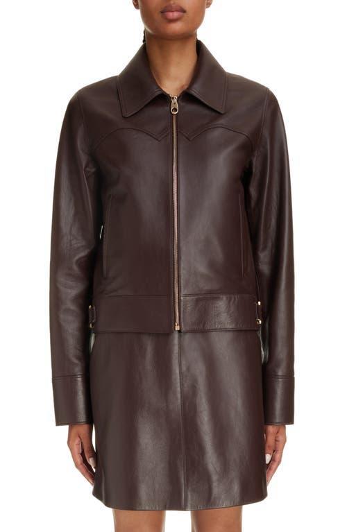 Chlo Marcie Buckle Leather Aviator Jacket Product Image