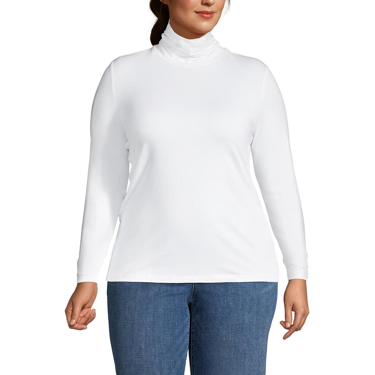 Plus Size Lands End Lightweight Fitted Long Sleeve Turtleneck, Womens Product Image