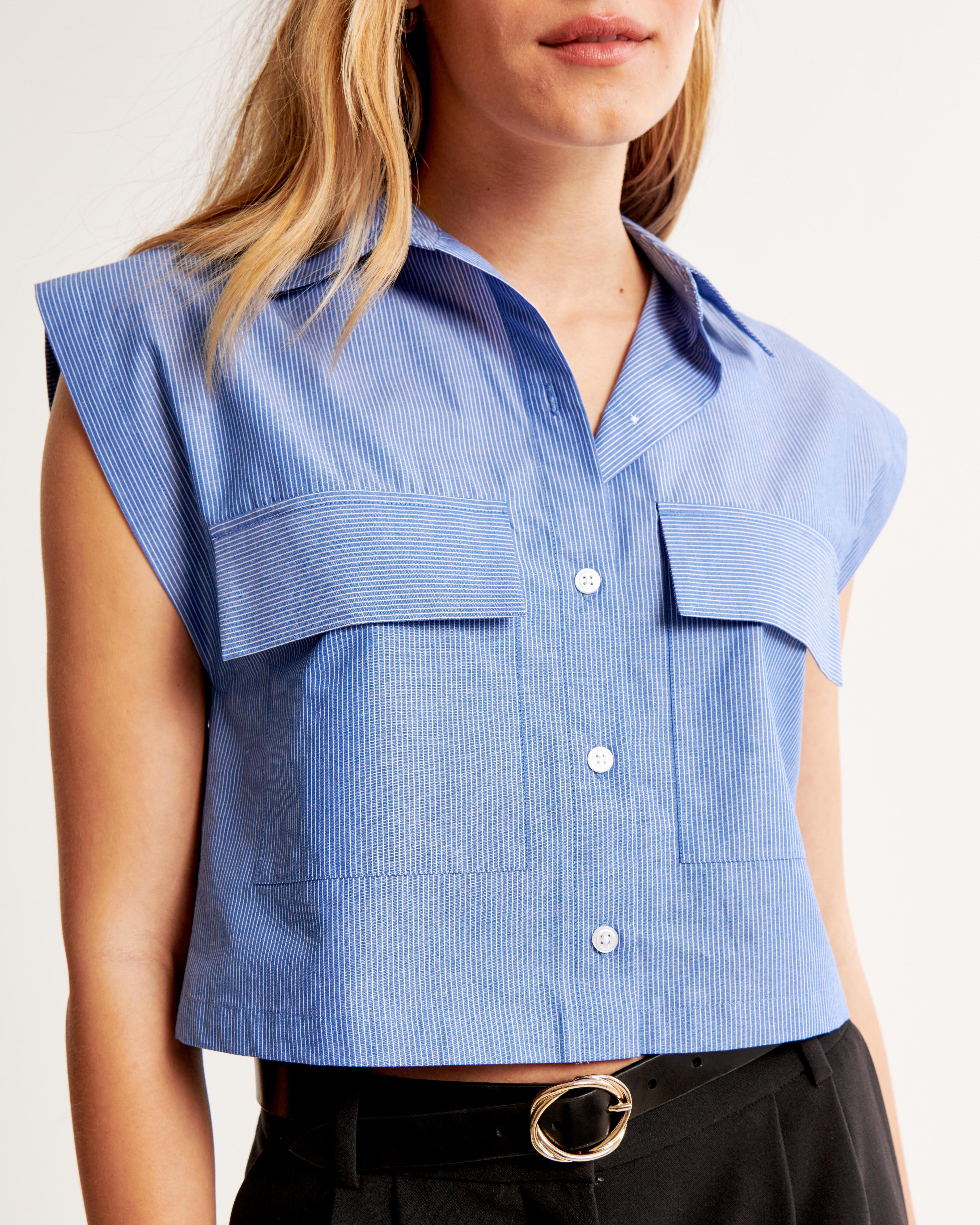 Cropped Sleeveless Utility Shirt Product Image