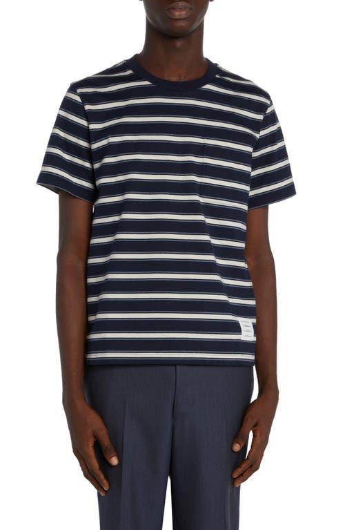 Thom Browne Stripe Cotton Jersey Pocket T-Shirt Product Image