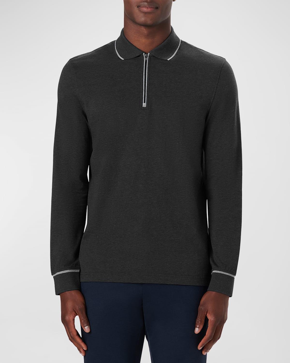 Bugatchi Tipped Long Sleeve Quarter Zip Polo Product Image