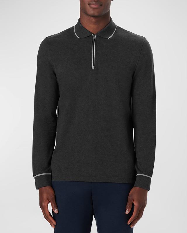 Bugatchi Tipped Long Sleeve Quarter Zip Polo Product Image