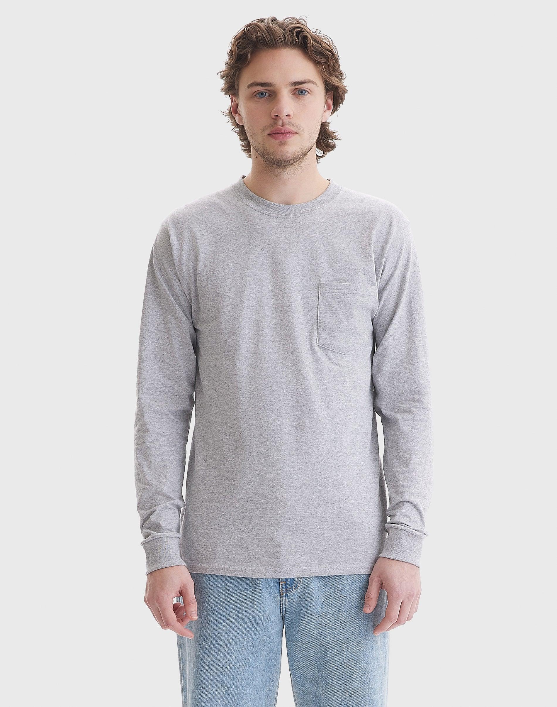 Hanes Essentials Mens Cotton Long Sleeve Pocket Tee White S Product Image