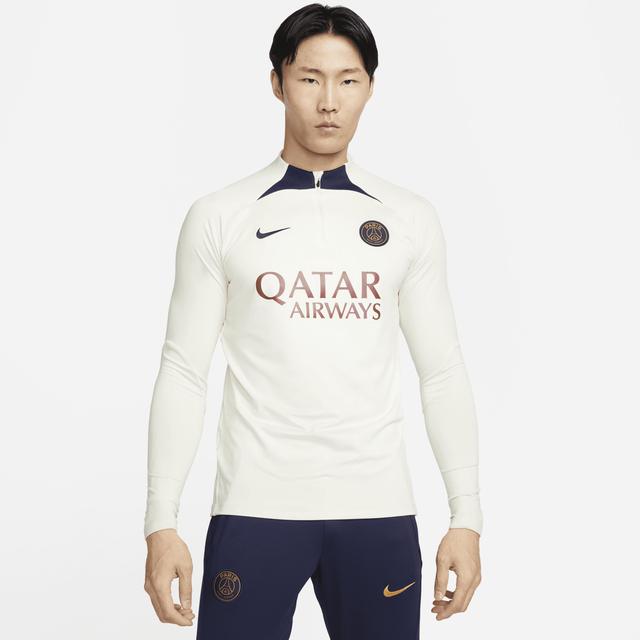 Mens Nike Cream Paris Saint-Germain Strike Drill 2023/24 Performance Quarter-Zip Long Sleeve Top Product Image