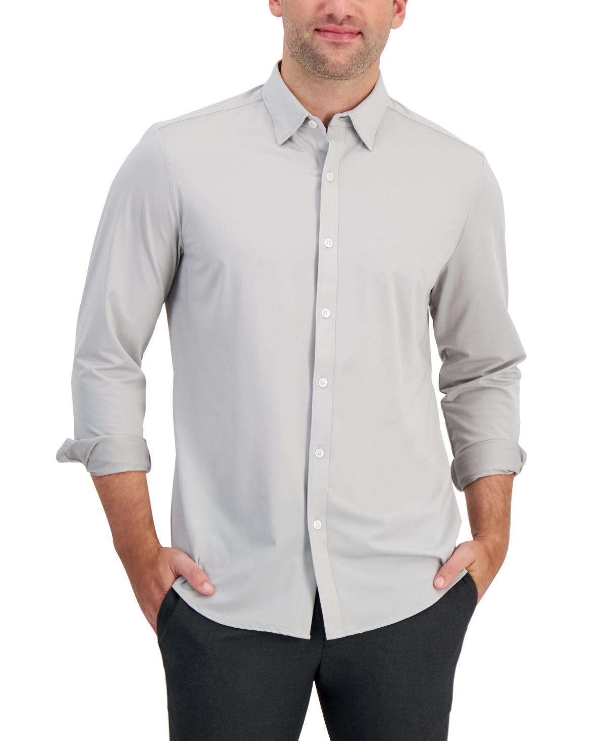 Alfani Mens Alfatech Yarn-Dyed Long Sleeve Performance Shirt, Created for Macys Product Image