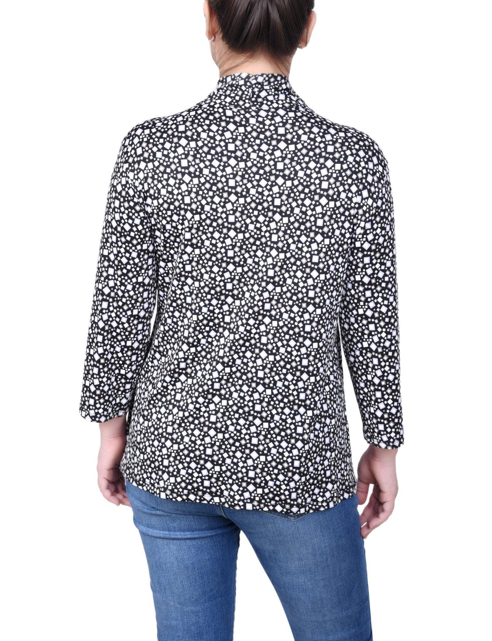 NY Collection Puff Print 3/4 Sleeve Two-Fer Top - Petite Product Image