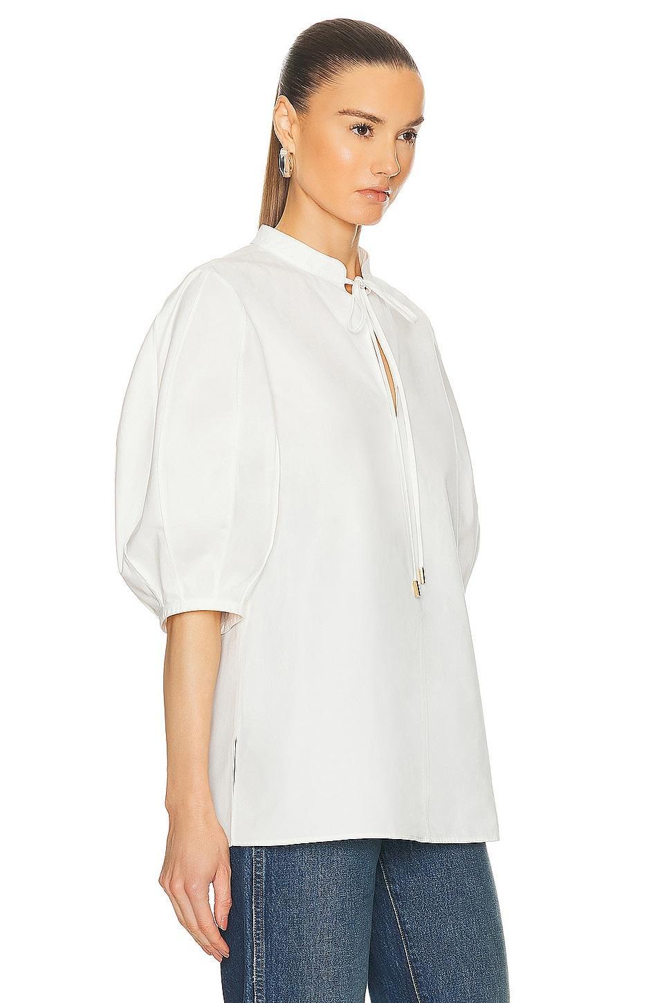 Chloe Cotton Poplin Top in Cream Product Image