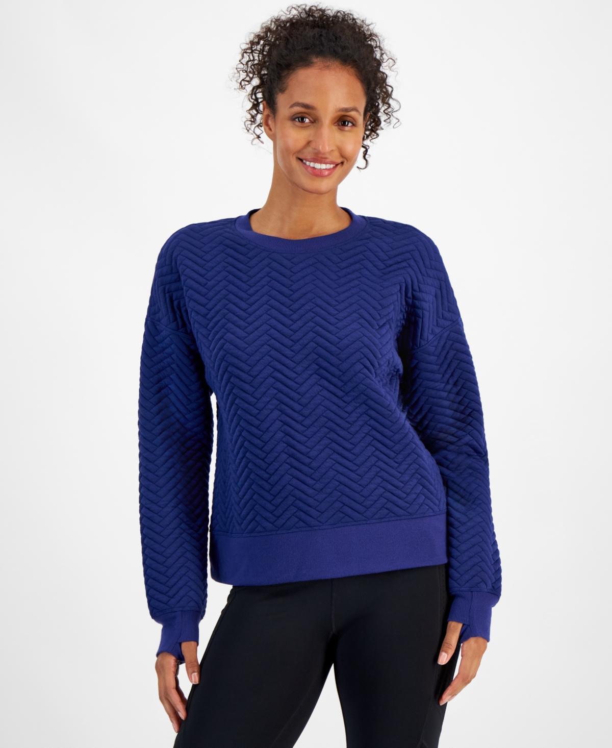 Id Ideology Womens Relaxed Quilted Crewneck Pullover, Created for Macys Product Image