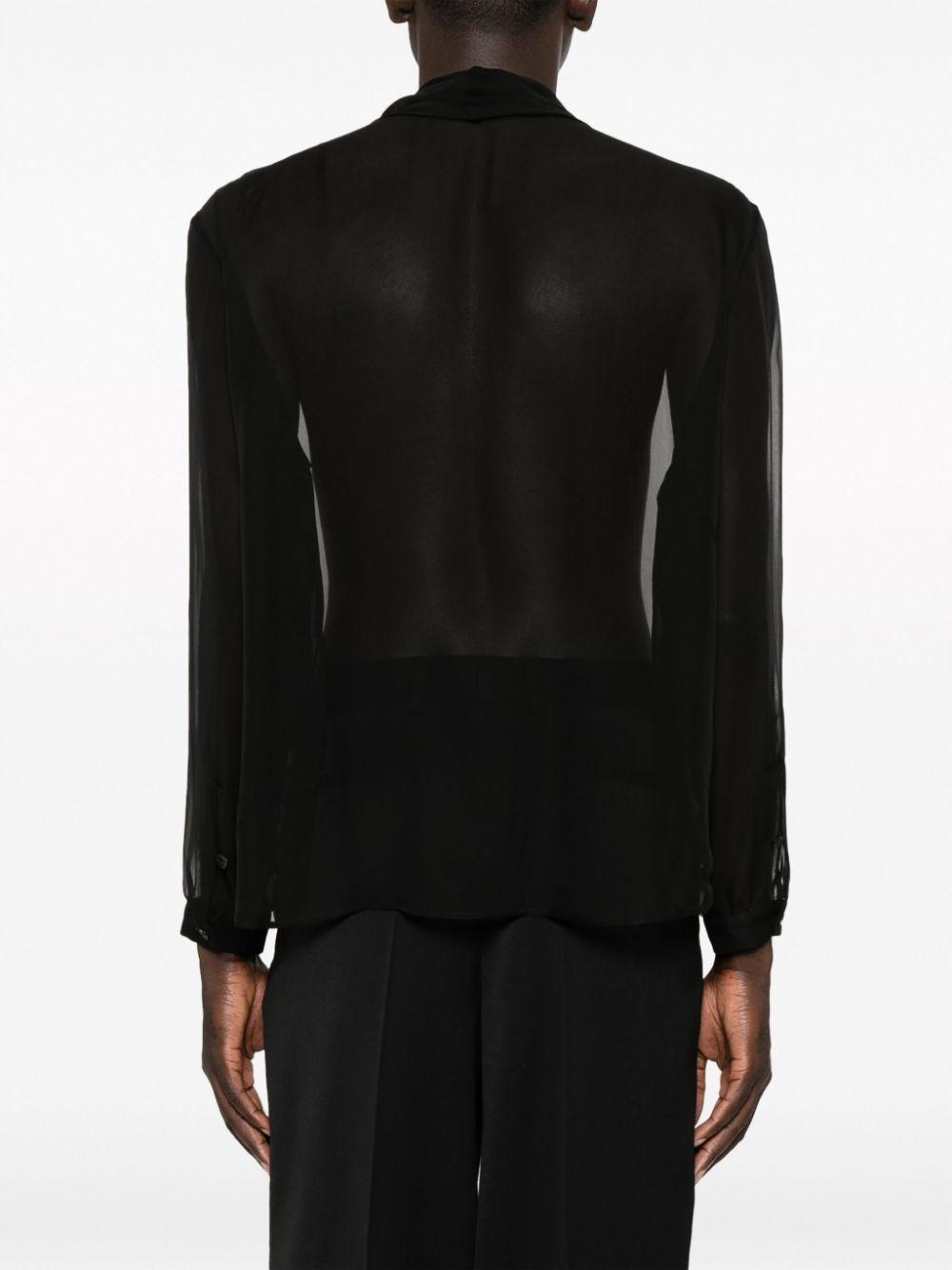 Tie-neck Pintucked Silk-voile Shirt In Black Product Image