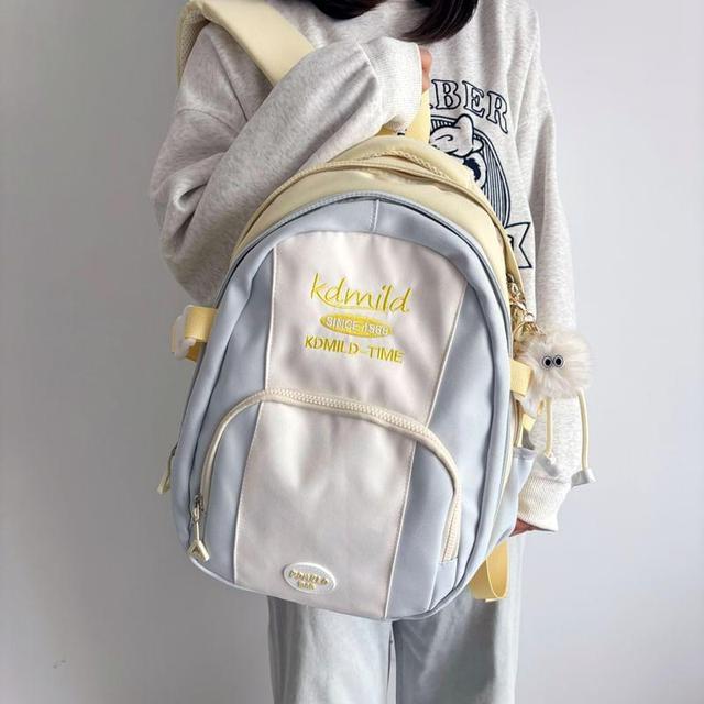 Color Block Lettering Zip Backpack Product Image