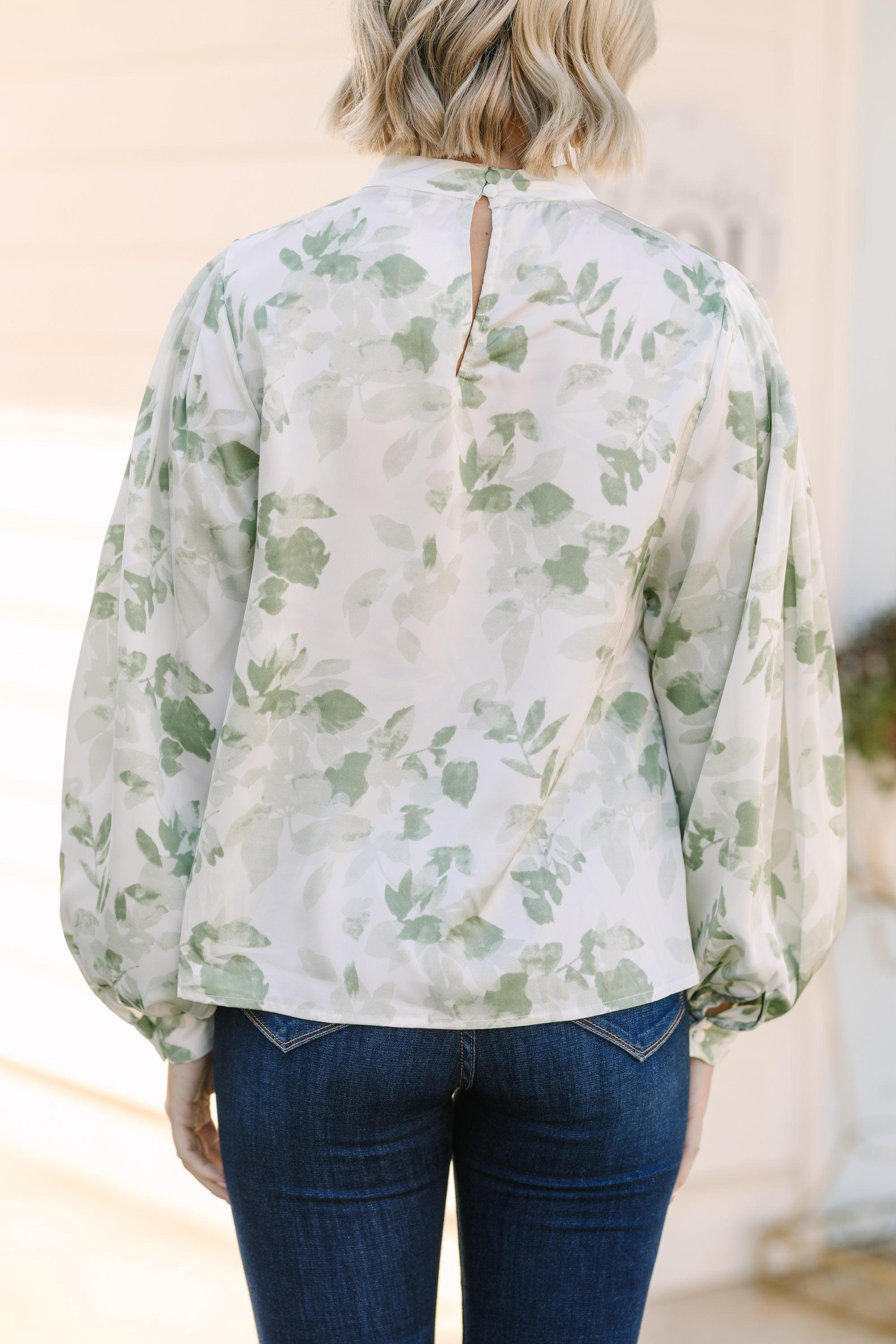 On My Mind Green Floral Blouse Female Product Image