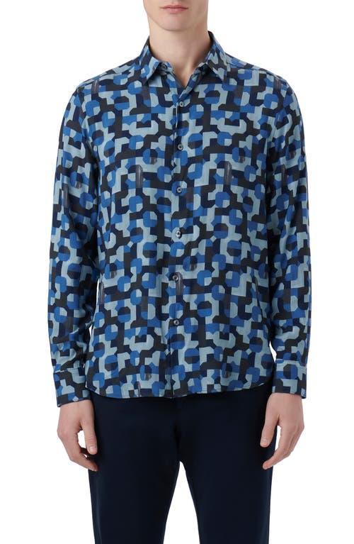 Bugatchi Julian Shaped Fit EcoVero Geo Print Button-Up Shirt Product Image