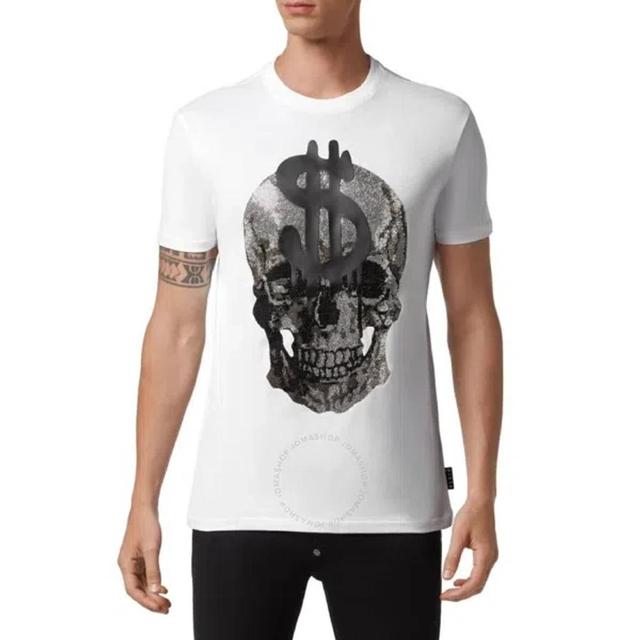 Skull Printed Round Neck T-shirt In White Product Image