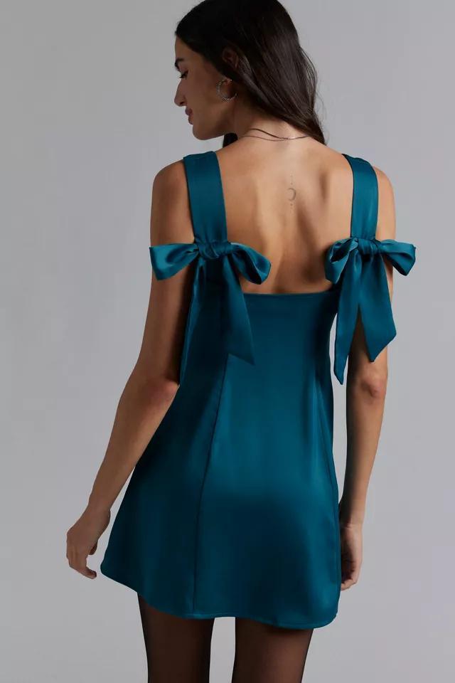 UO Bri Double Bow Satin Mini Dress Product Image