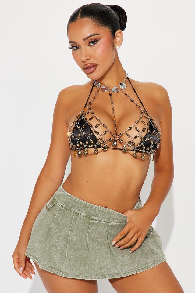 Leticia Rhinestone Choker Festival Bodychain Top - Gold Product Image