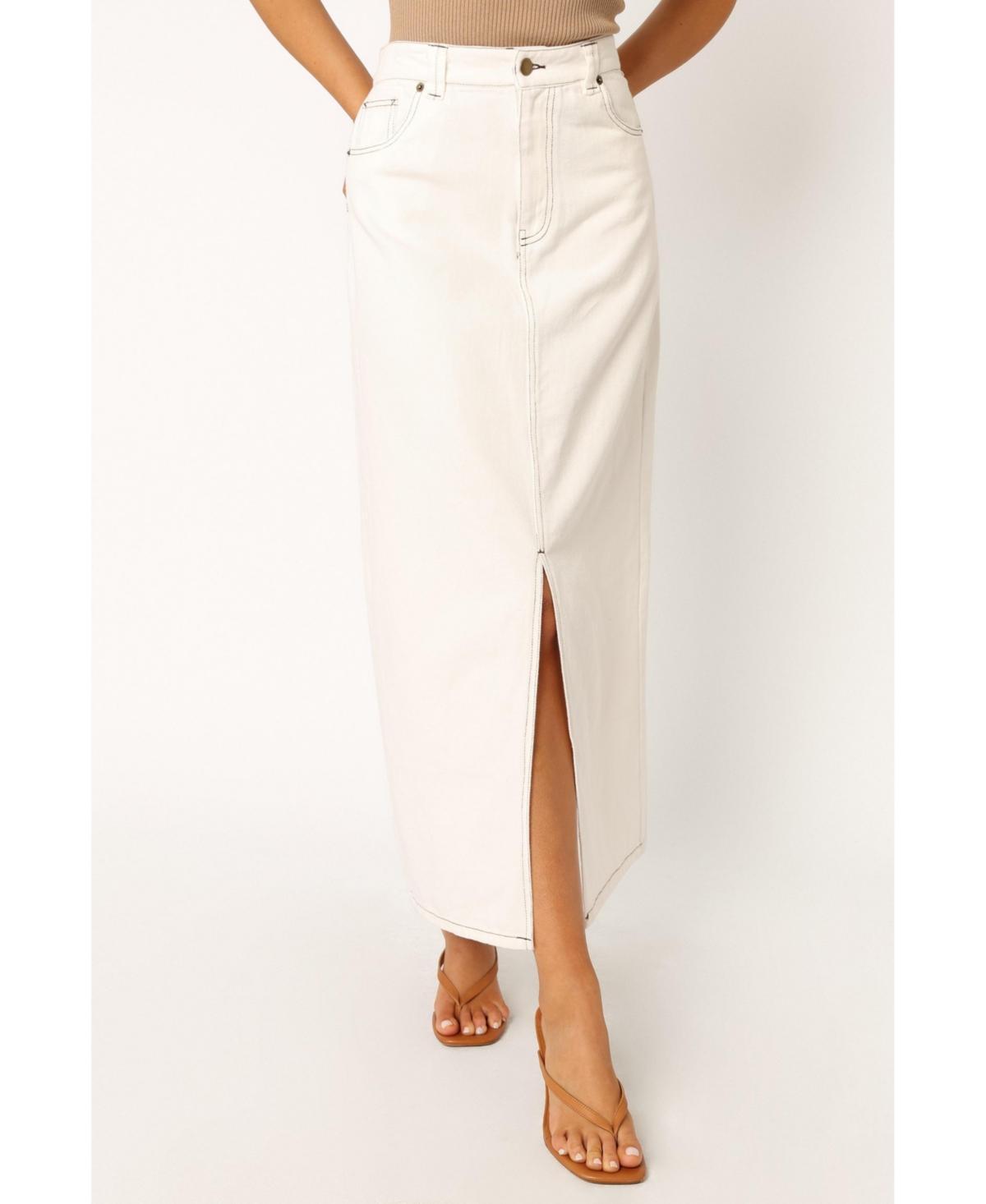 Womens Rana Denim Midi Skirt White Product Image