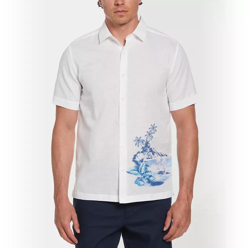 Mens Cubavera Linen Flamingo Button-Down Shirt Product Image