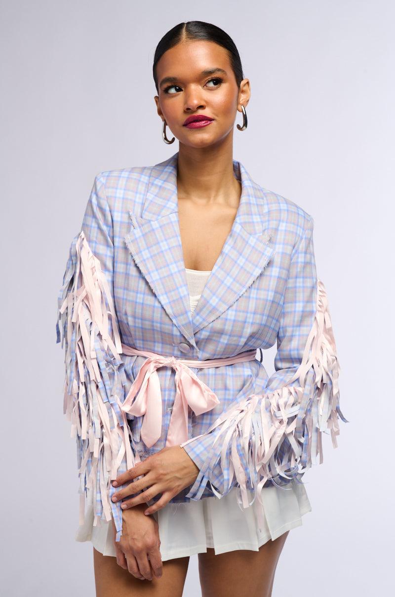 SHABBY CHIC PLAID BLAZER WITH RIBBONS Product Image