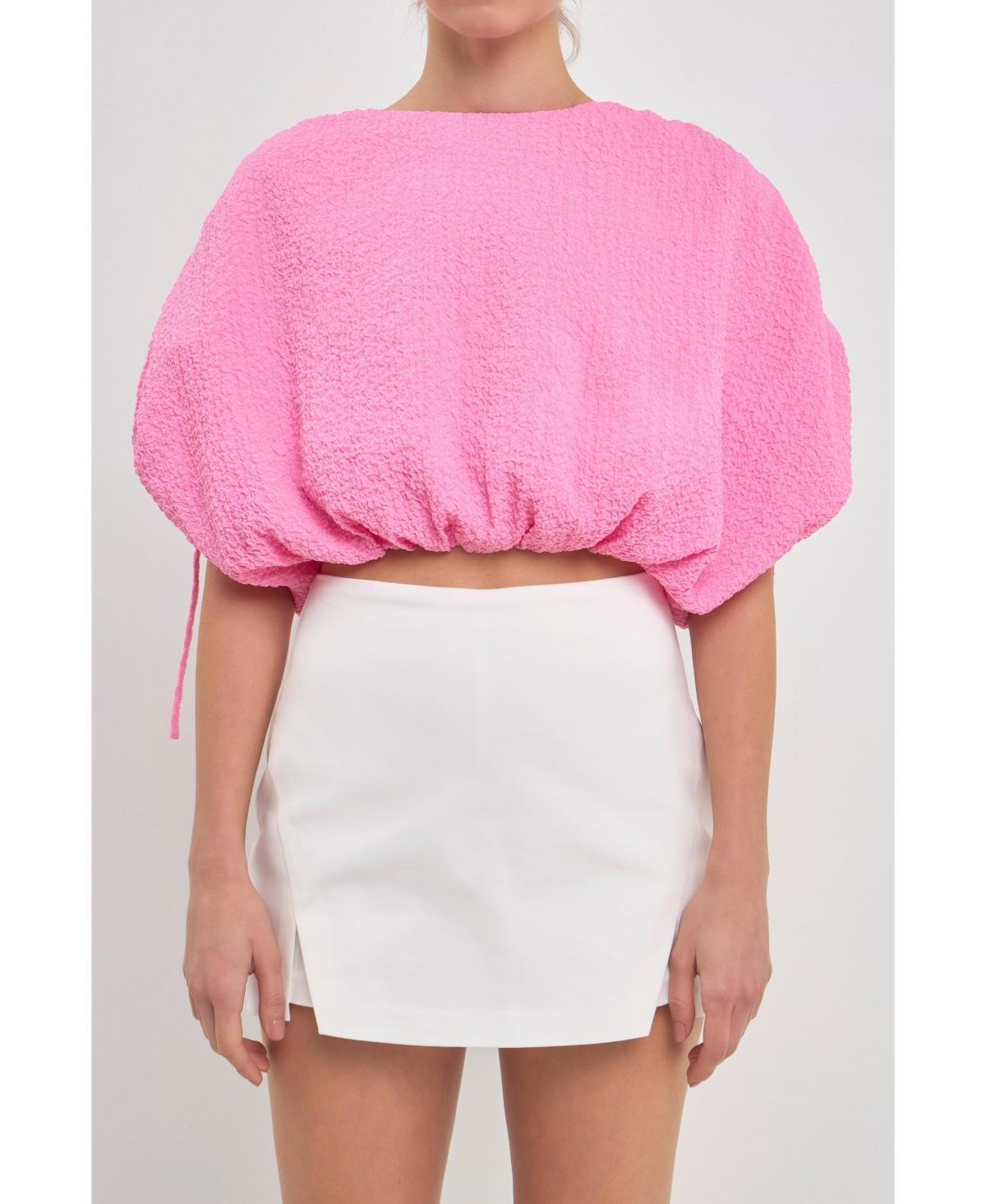 endless rose Womens Voluminous Cropped Top with Drawstring detail Product Image