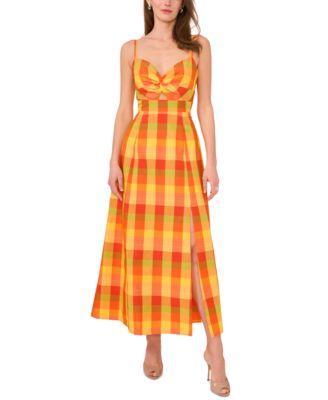 Women's Plaid Twist-Front Maxi Dress  Product Image