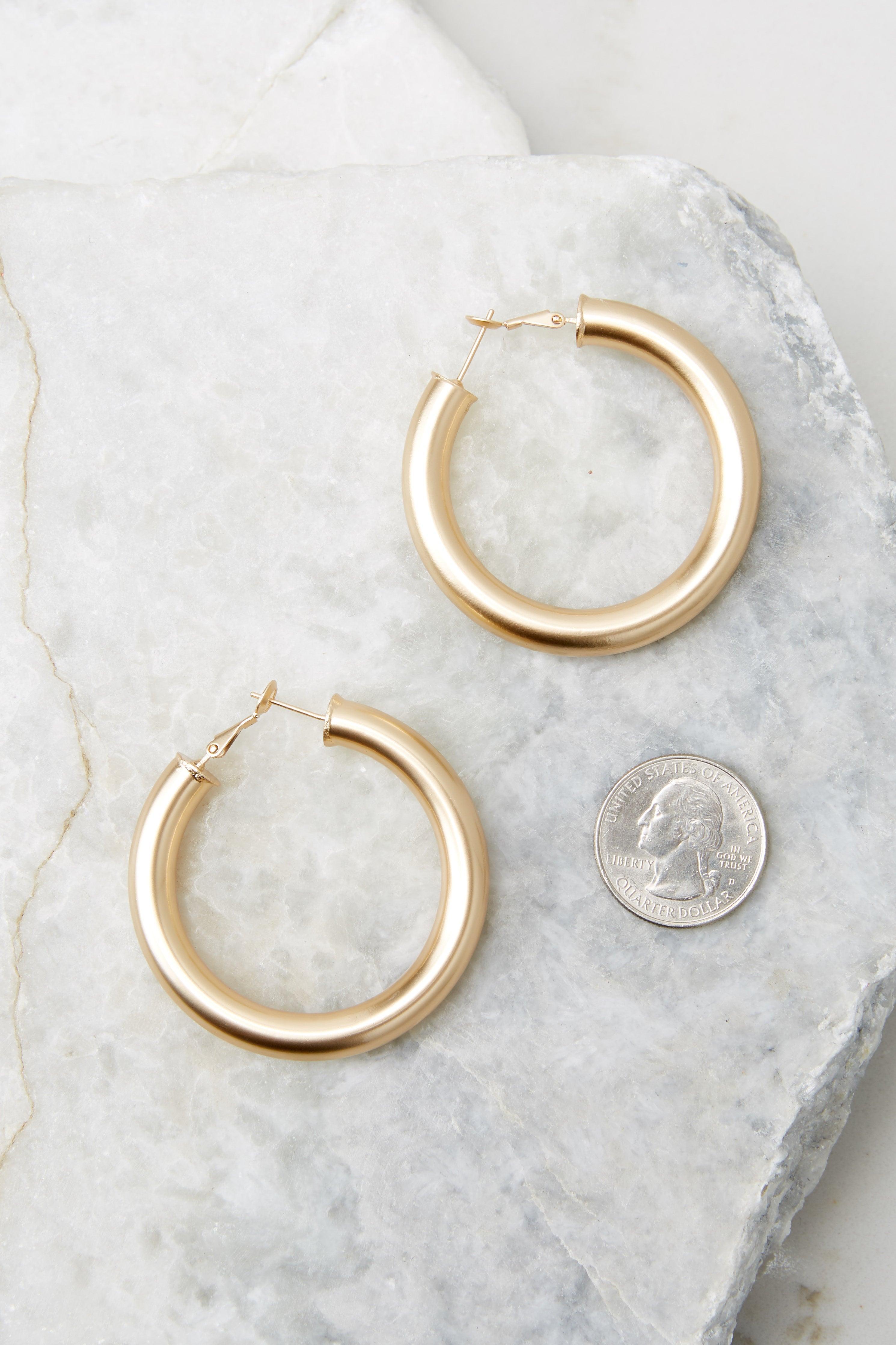 Eternal Love Matte Gold Hoop Earrings Product Image